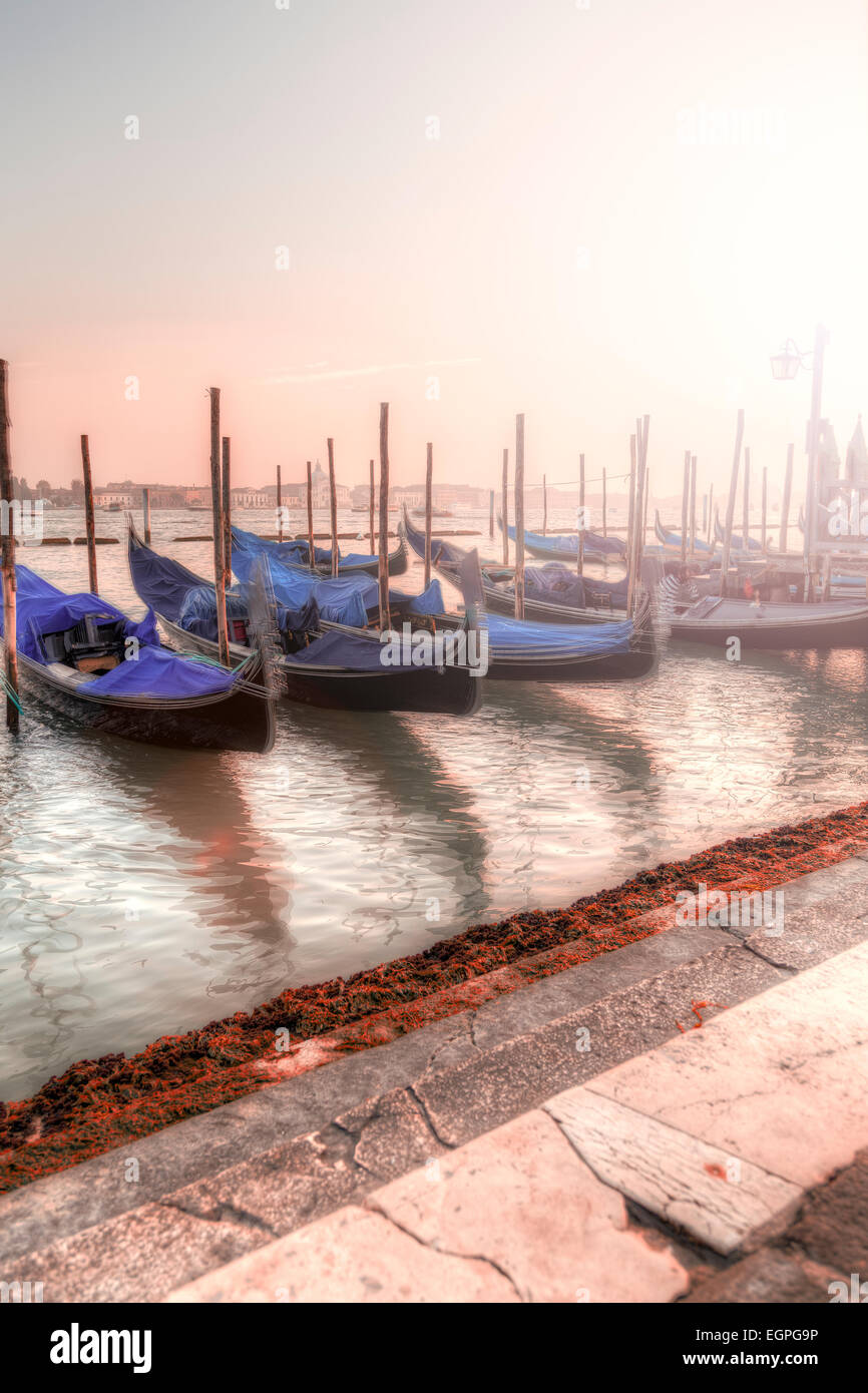Gondolas in Venice at Sunset. Romantic View Stock Photo - Alamy