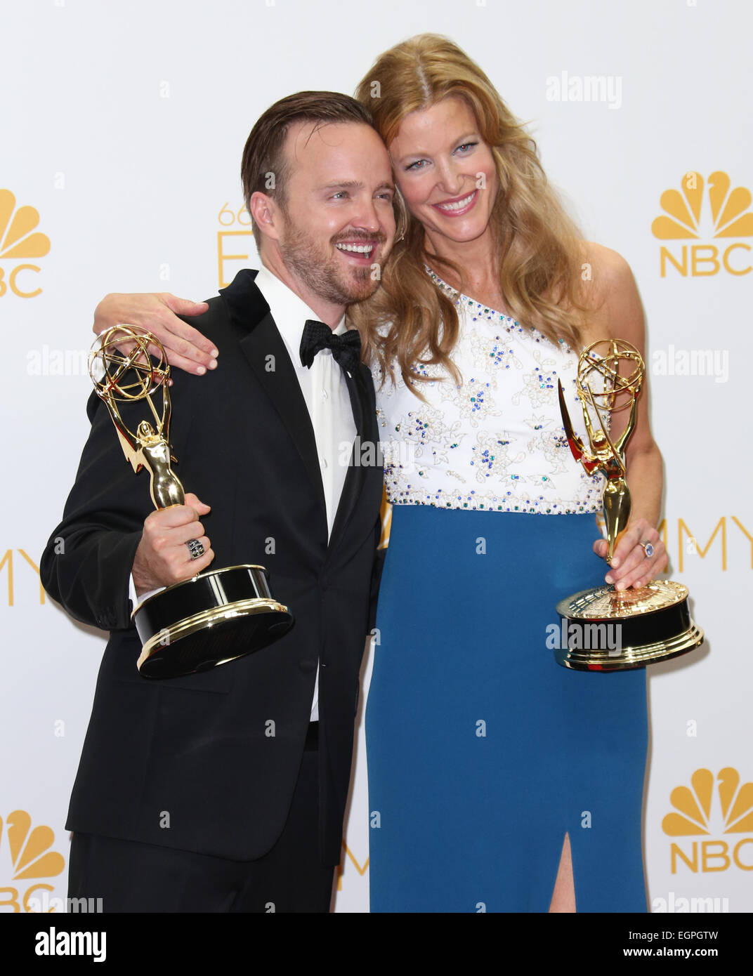 The 66th Primetime Emmy Awards At The Nokia Theatre Pressroom Featuring Aaron Paulanna Gunn