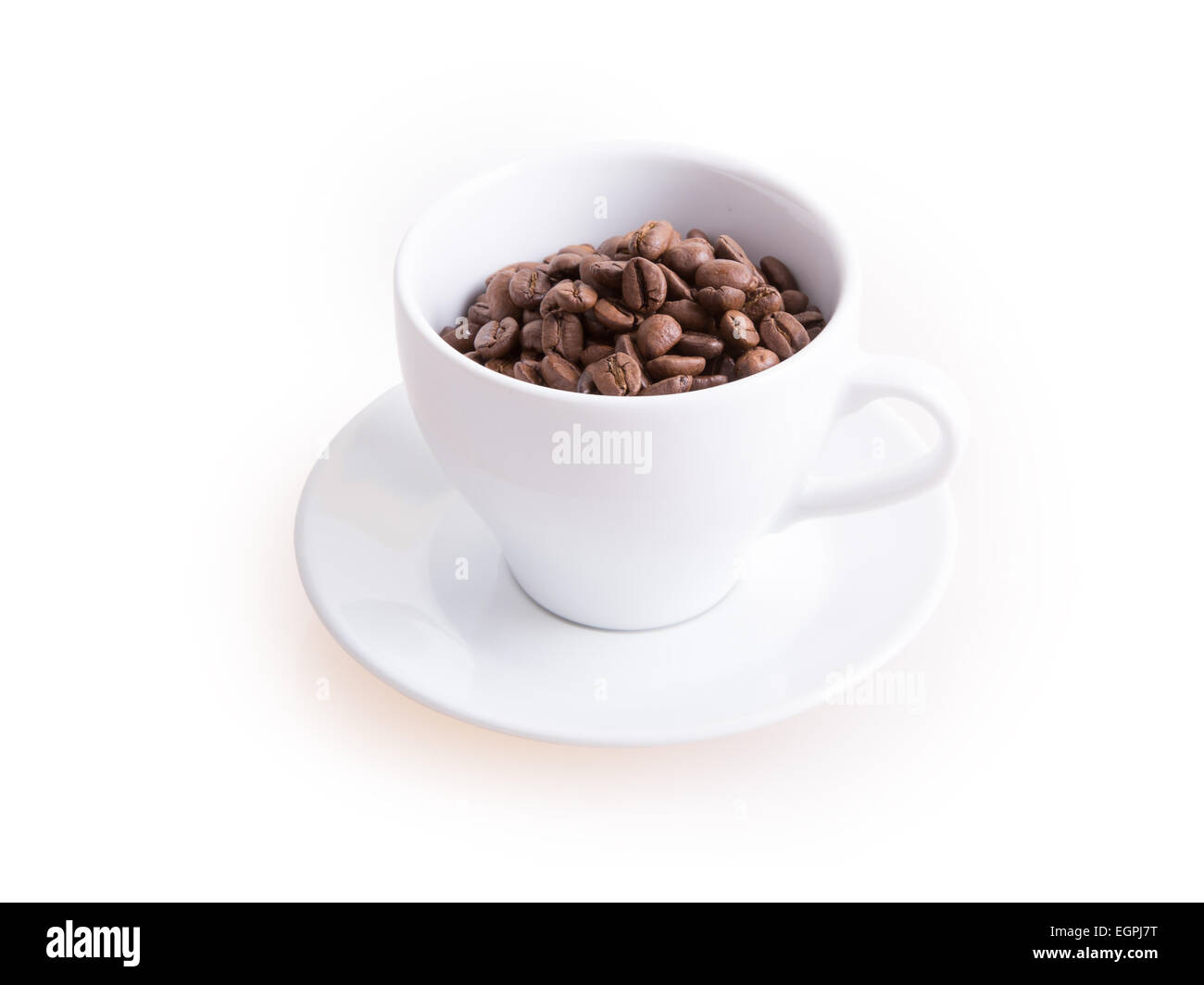 coffee cup and coffee beans on a white background Stock Photo - Alamy