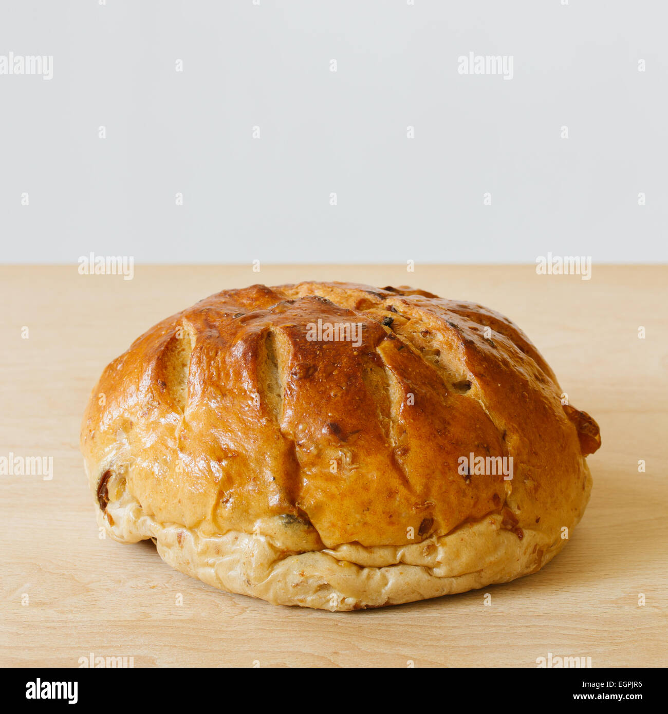 fresh bread on wooden white background Stock Photo - Alamy
