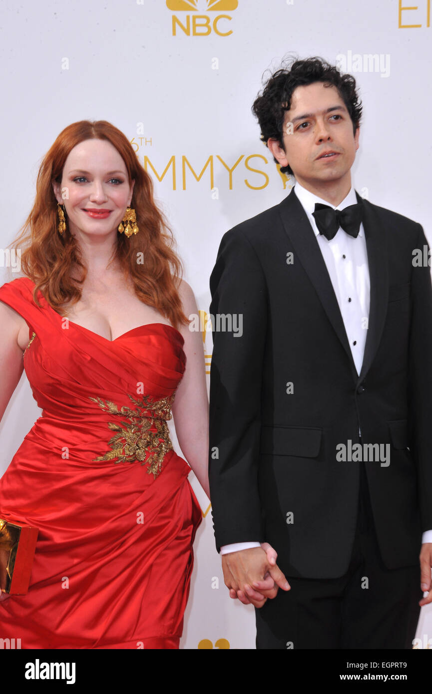 LOS ANGELES, CA - AUGUST 25, 2014: Christina Hendricks & husband