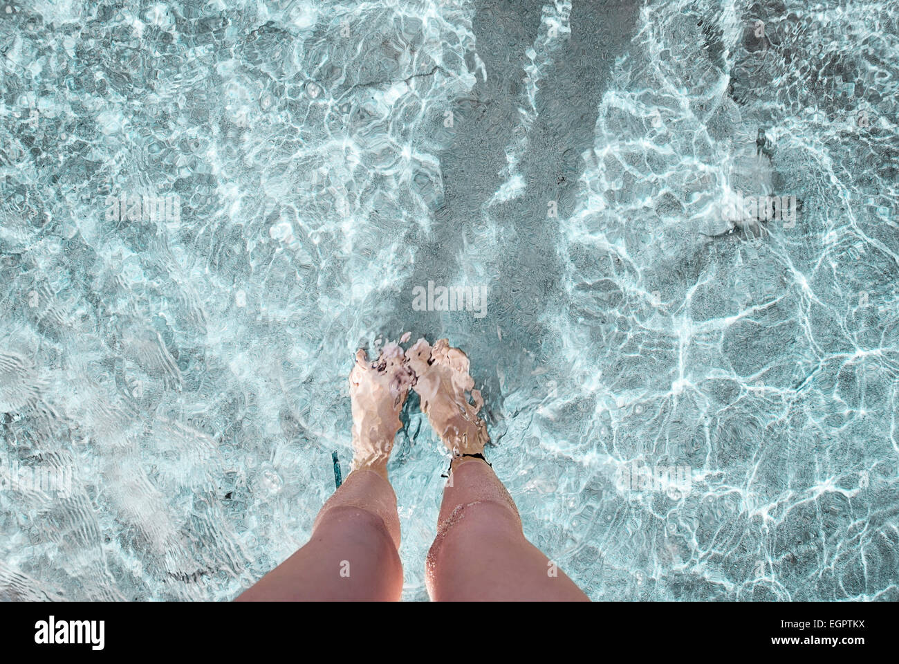 selfie feet in the sea Stock Photo