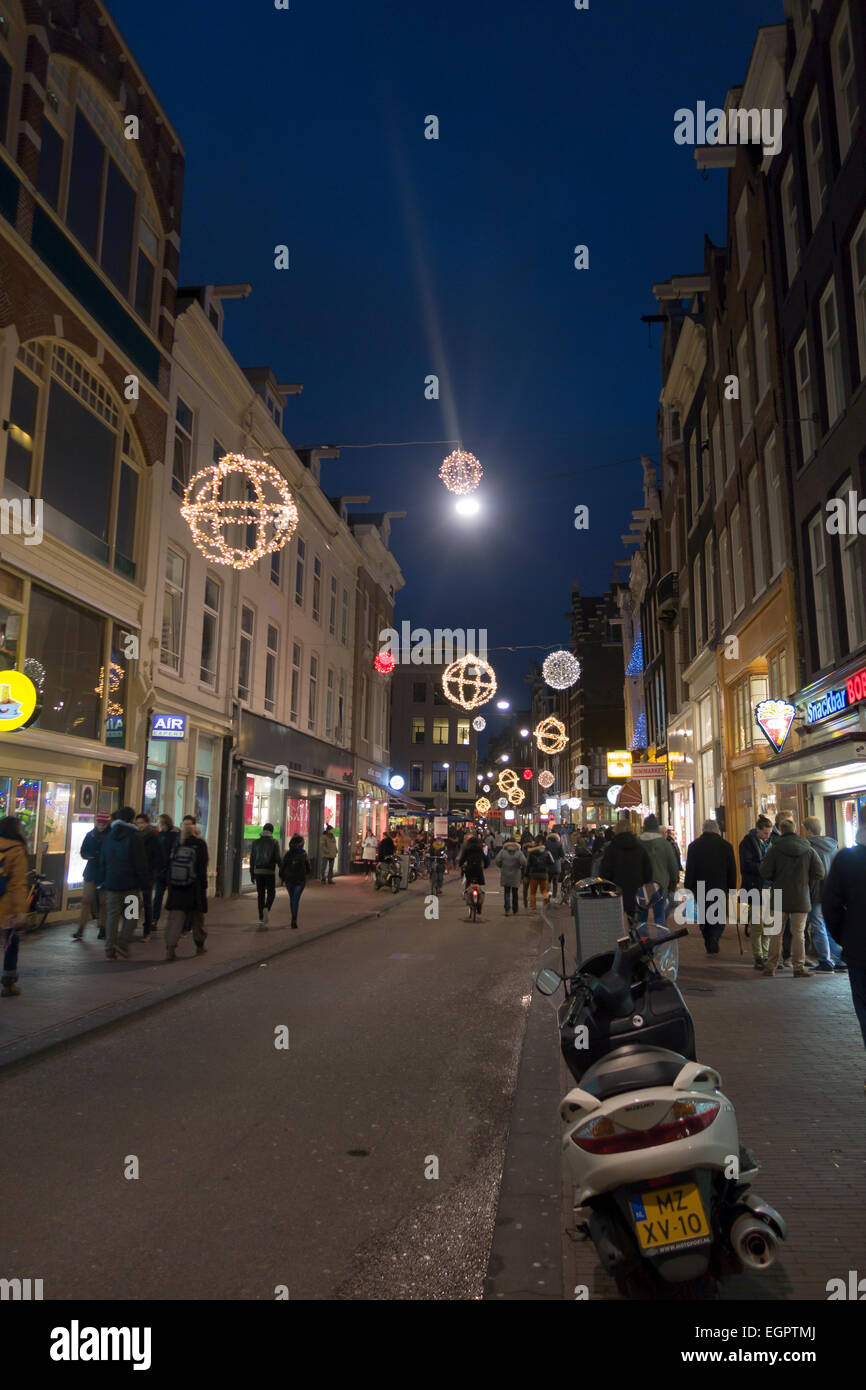 Christmas lights in Amsterdam at night Stock Photo Alamy