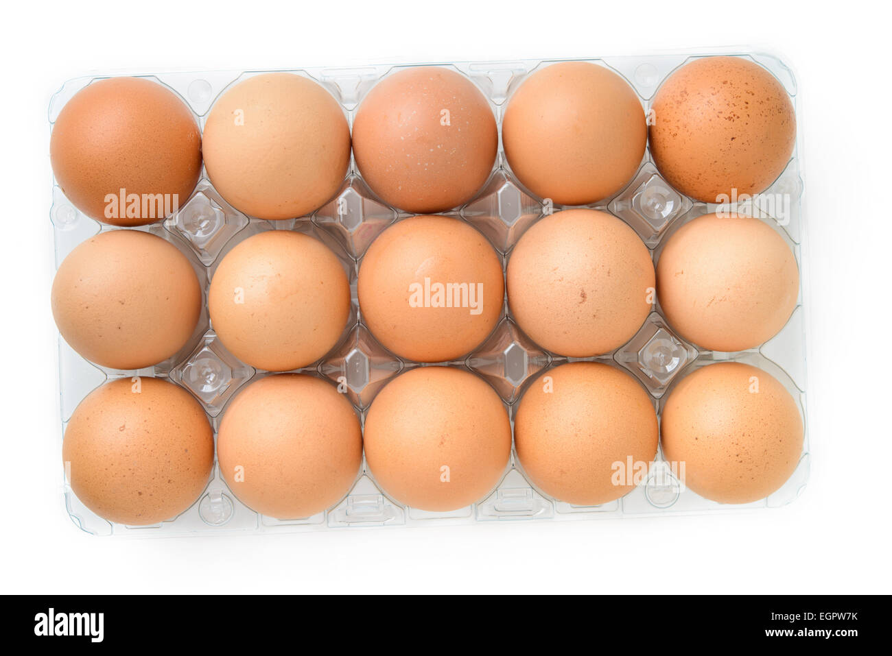 eggs in plastic box Stock Photo