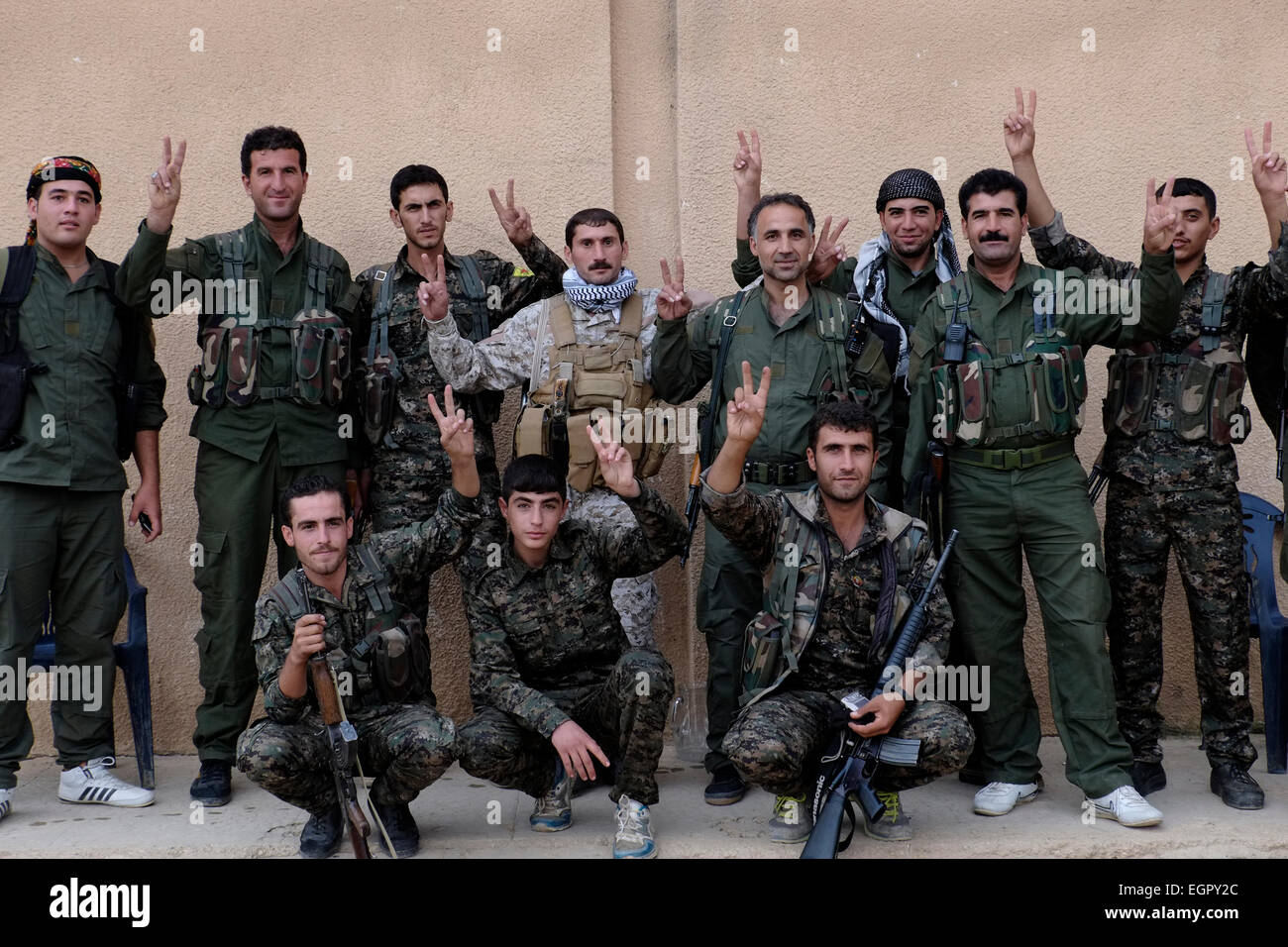 Kurdish People's Protection Unit YPG fighters marking the victory Stock ...