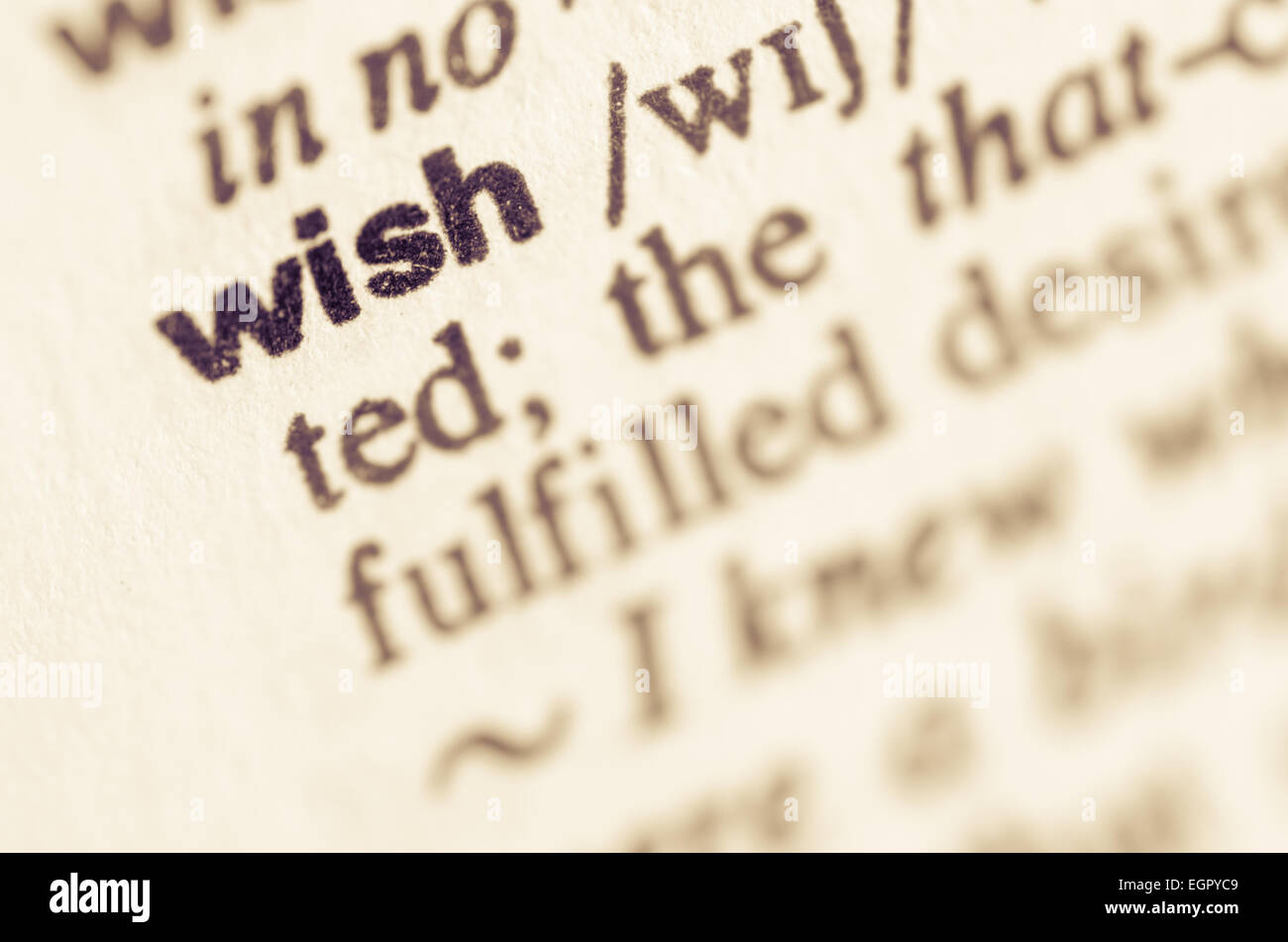 Definition of word wish in dictionary Stock Photo