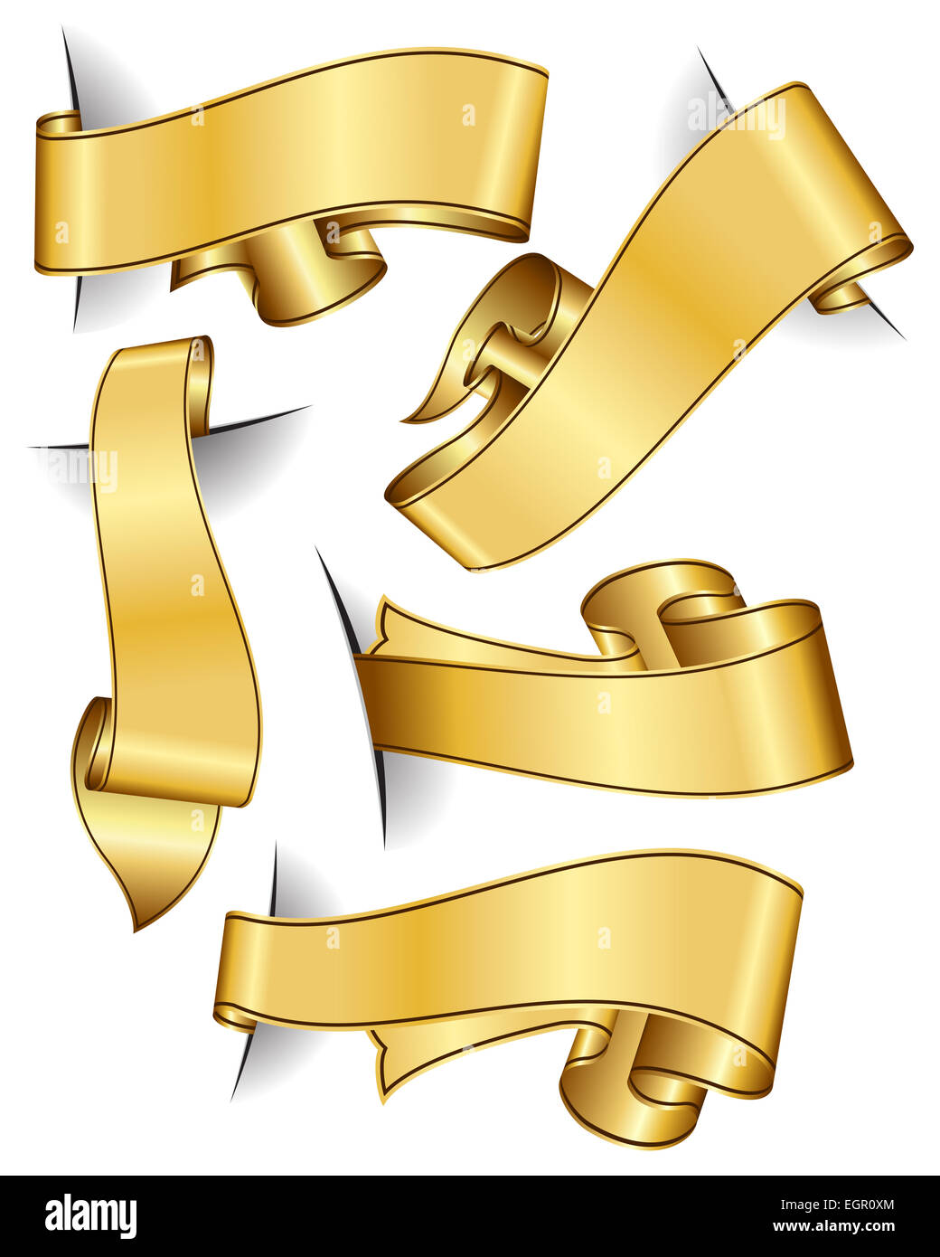 Gold ribbon collection Stock Photo - Alamy