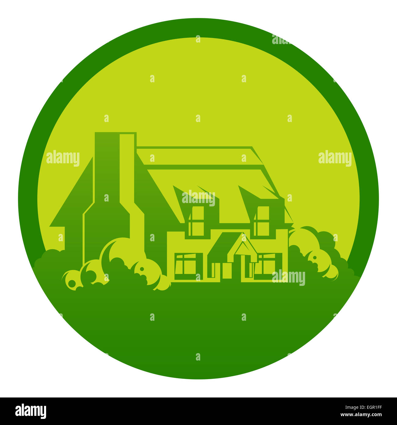 An abstract illustration of a farm cottage circle concept design Stock Photo