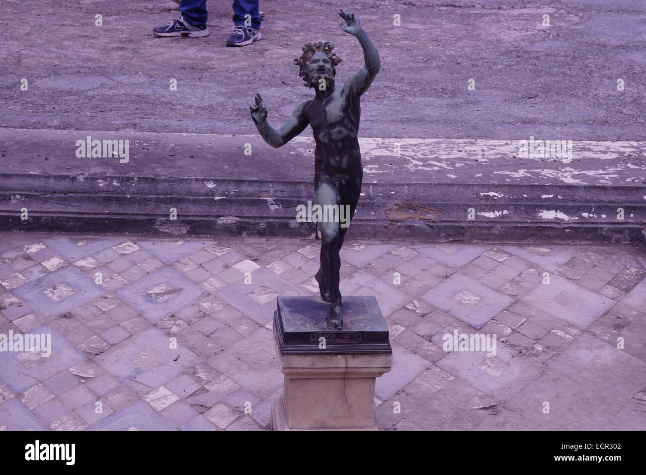 House of The Faun, Bronze Faun statue, Pompei, Italy Stock Photo