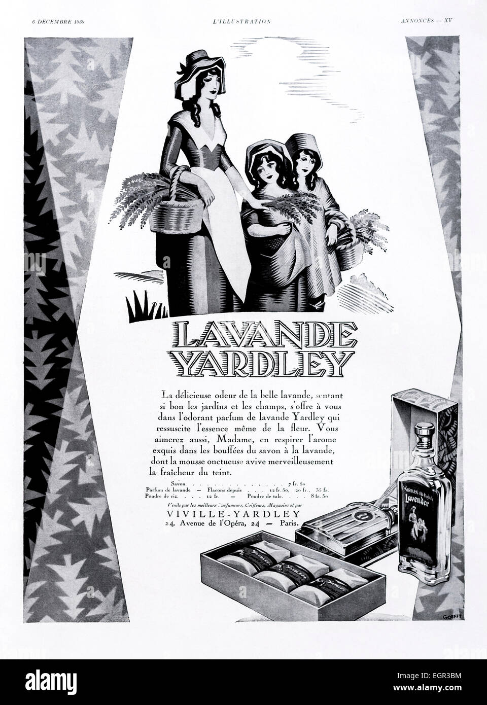 1930 advert for “Yardley” lavender soap from French “L'Illustration”  magazine Stock Photo - Alamy