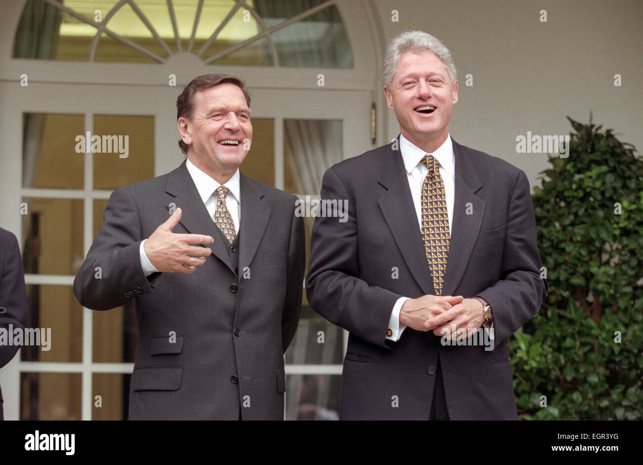 President Bill Clinton with German Chancellor-elect Gerhard Schroeder