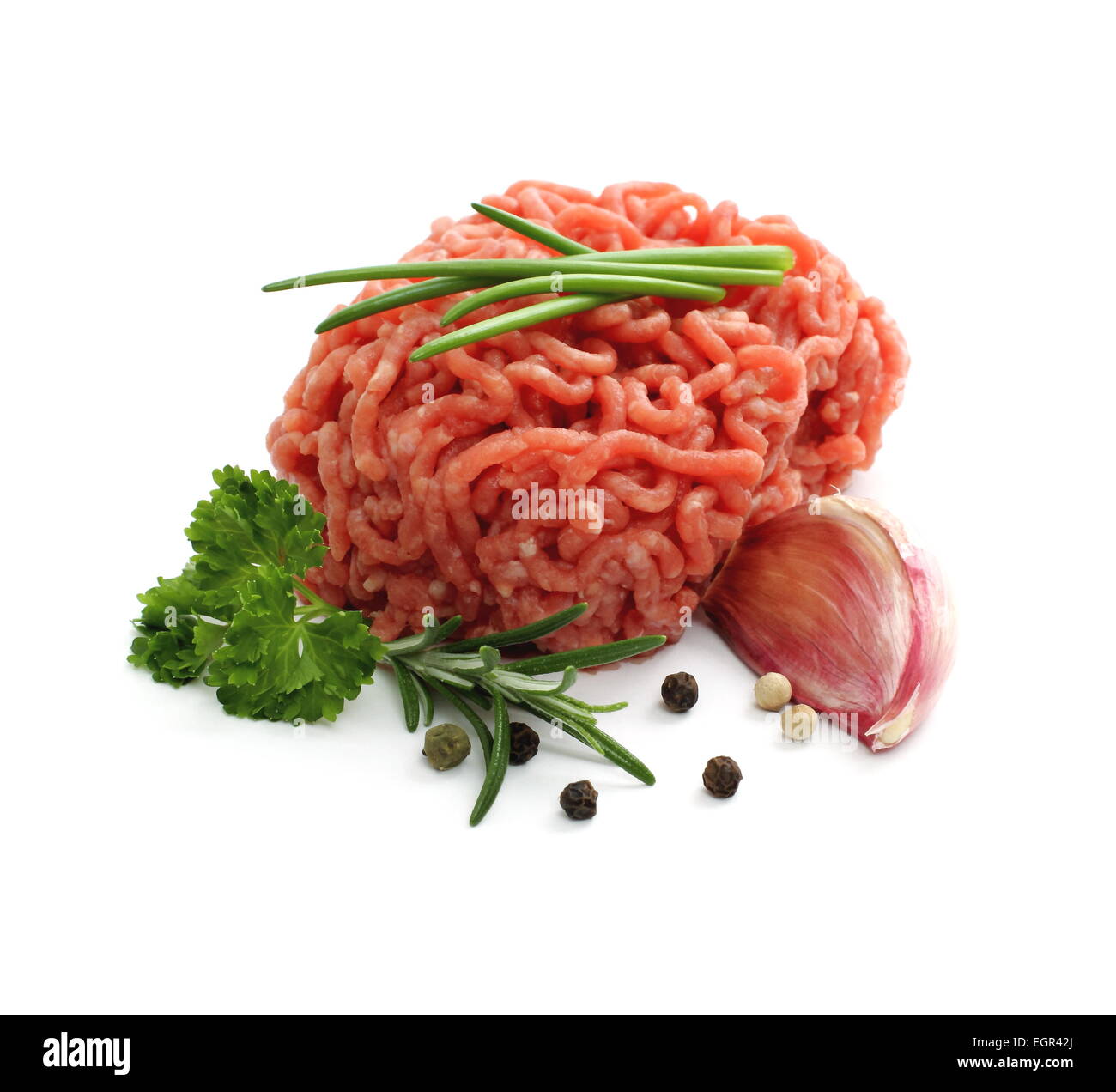 Minced meat ball with herbs, isolated Stock Photo
