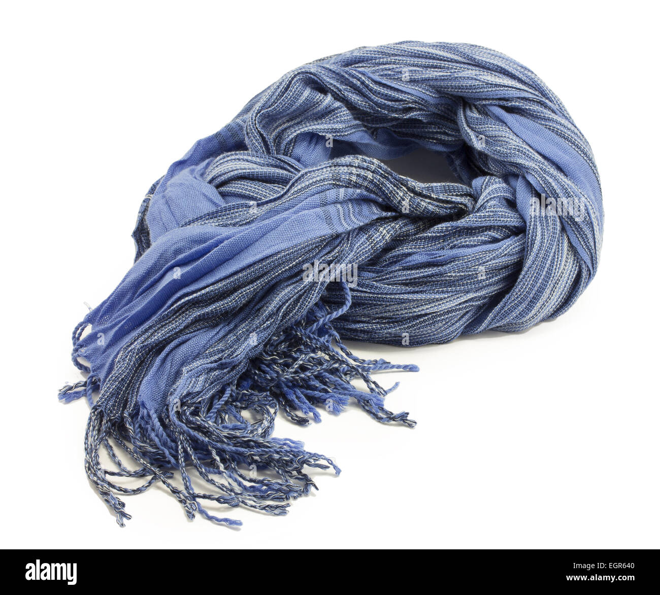 blue striped scarf on a white background Stock Photo - Alamy
