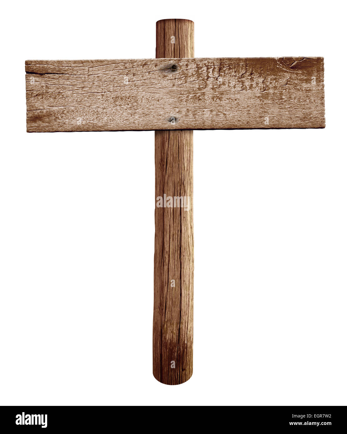 Old wooden roadsign isolated Stock Photo