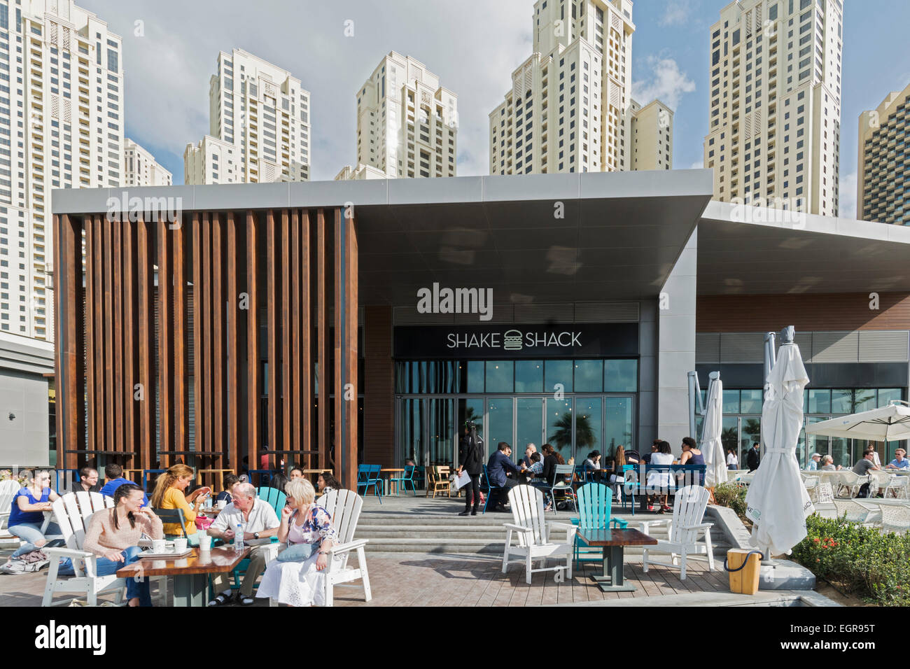 Shake Shack restaurant at The Beach in Jumeirah Beach Residence (JBR )Dubai UAE Stock Photo