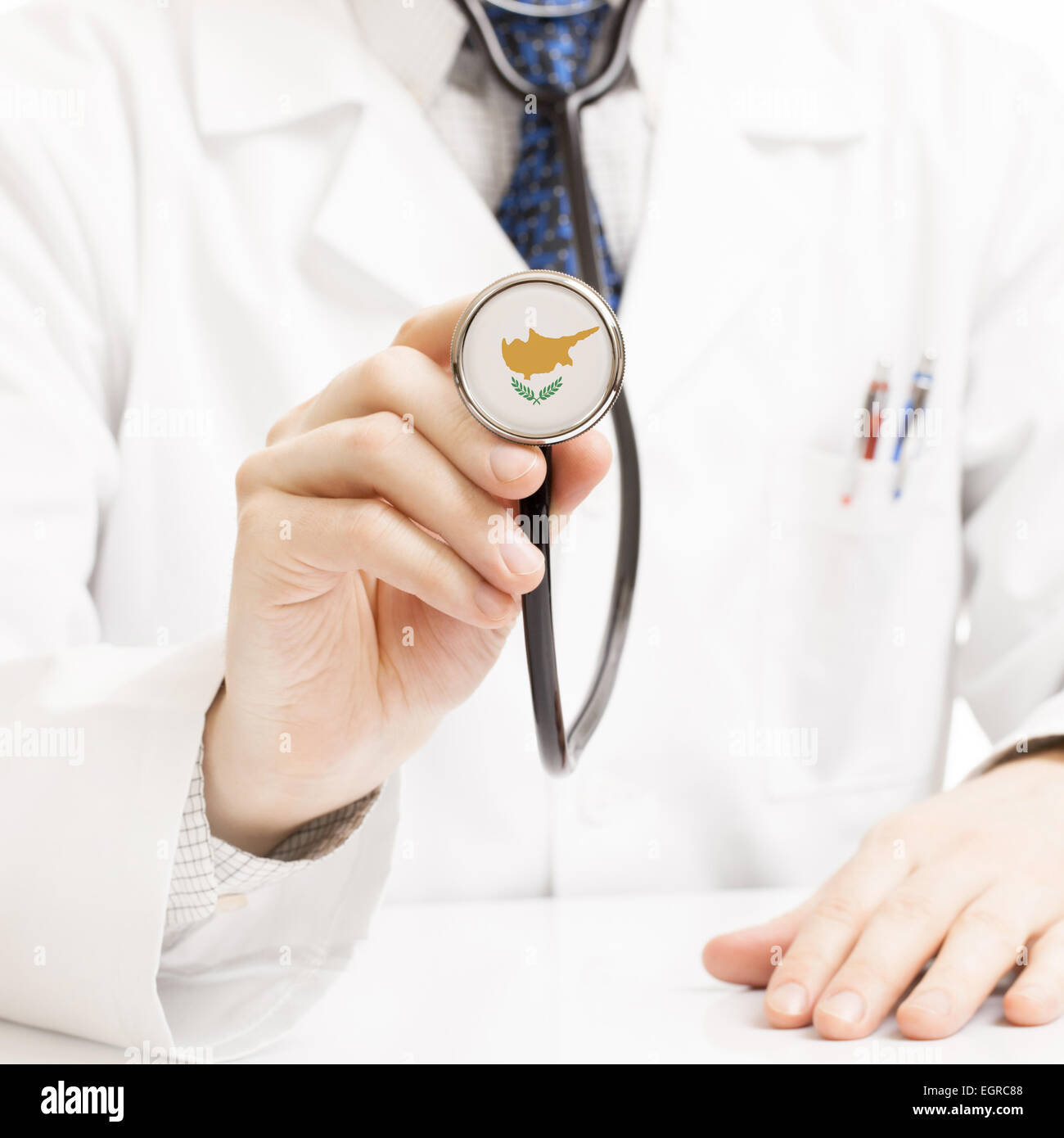 Doctor holding stethoscope with flag series Cyprus Stock Photo Alamy