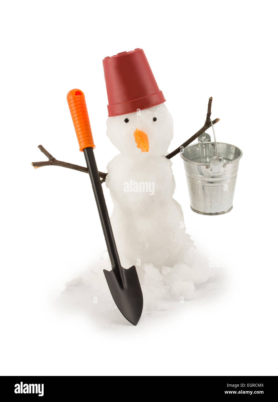 Snowman isolated on white background Stock Photo - Alamy