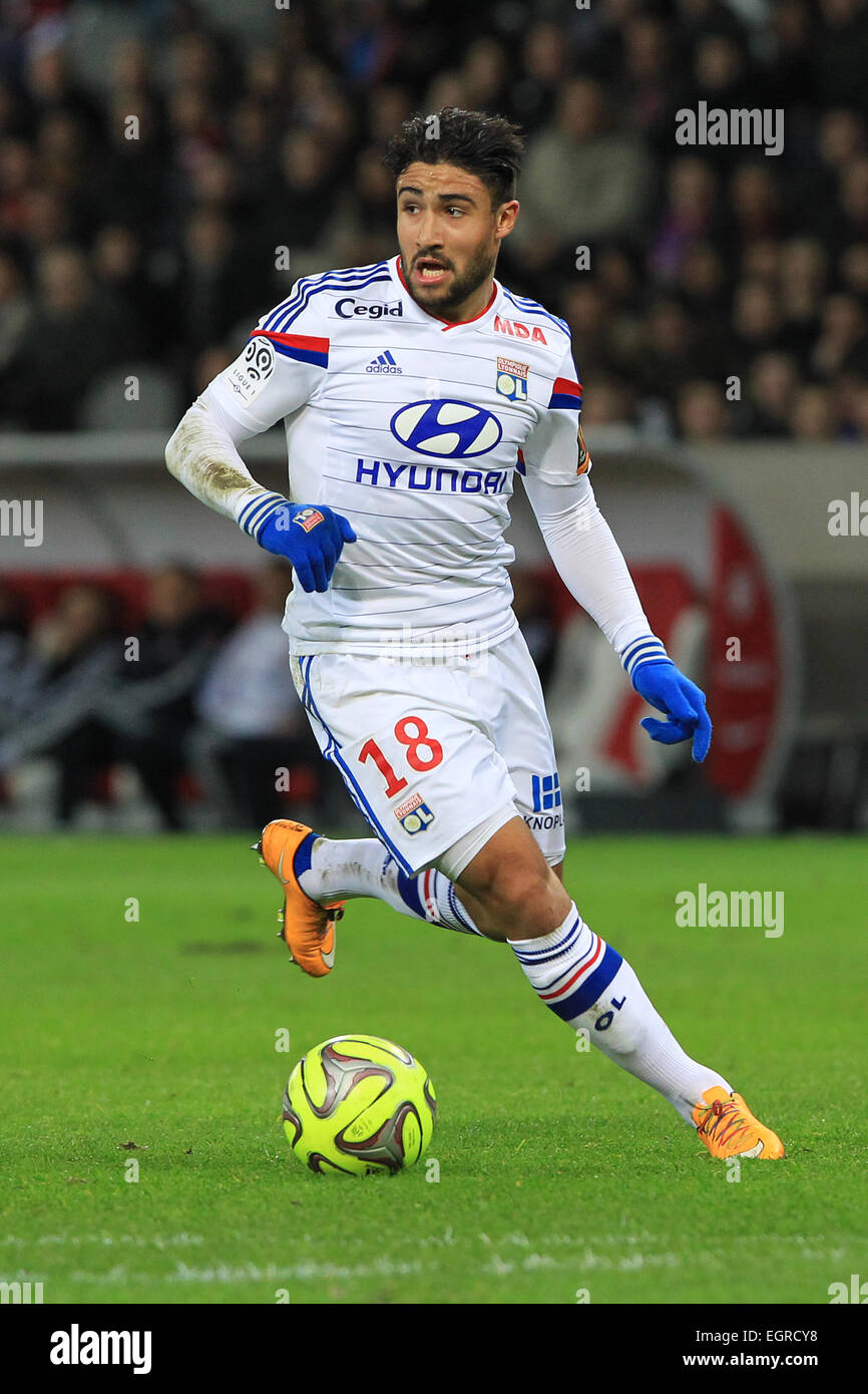 Football - France Ligue 1 - French U21 striker Nabil Fekir of Olympique Lyonnais running with the ball Stock Photo