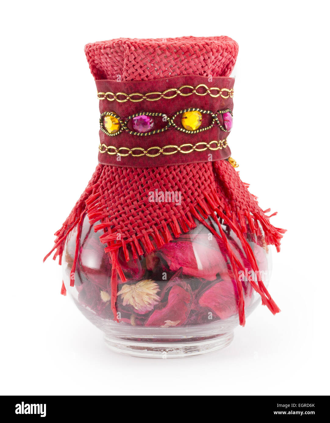 rose petals in a glass jar isolated on white background Stock Photo Alamy