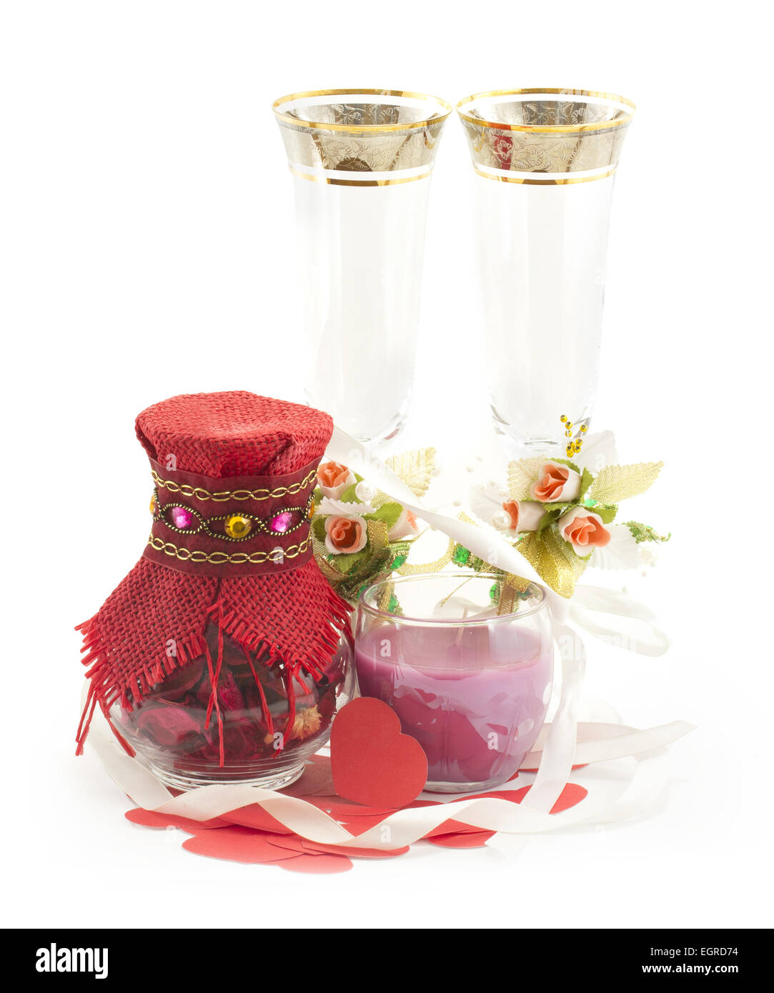 rose petals in a glass jar on a white background Stock Photo Alamy