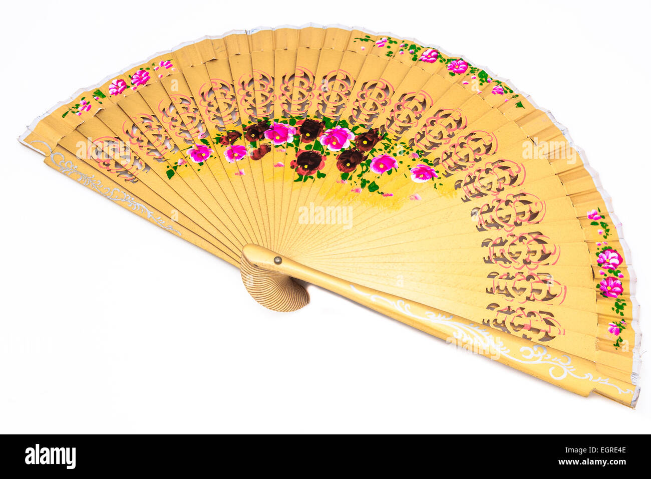 A beautiful spanish fan on a white background Stock Photo - Alamy