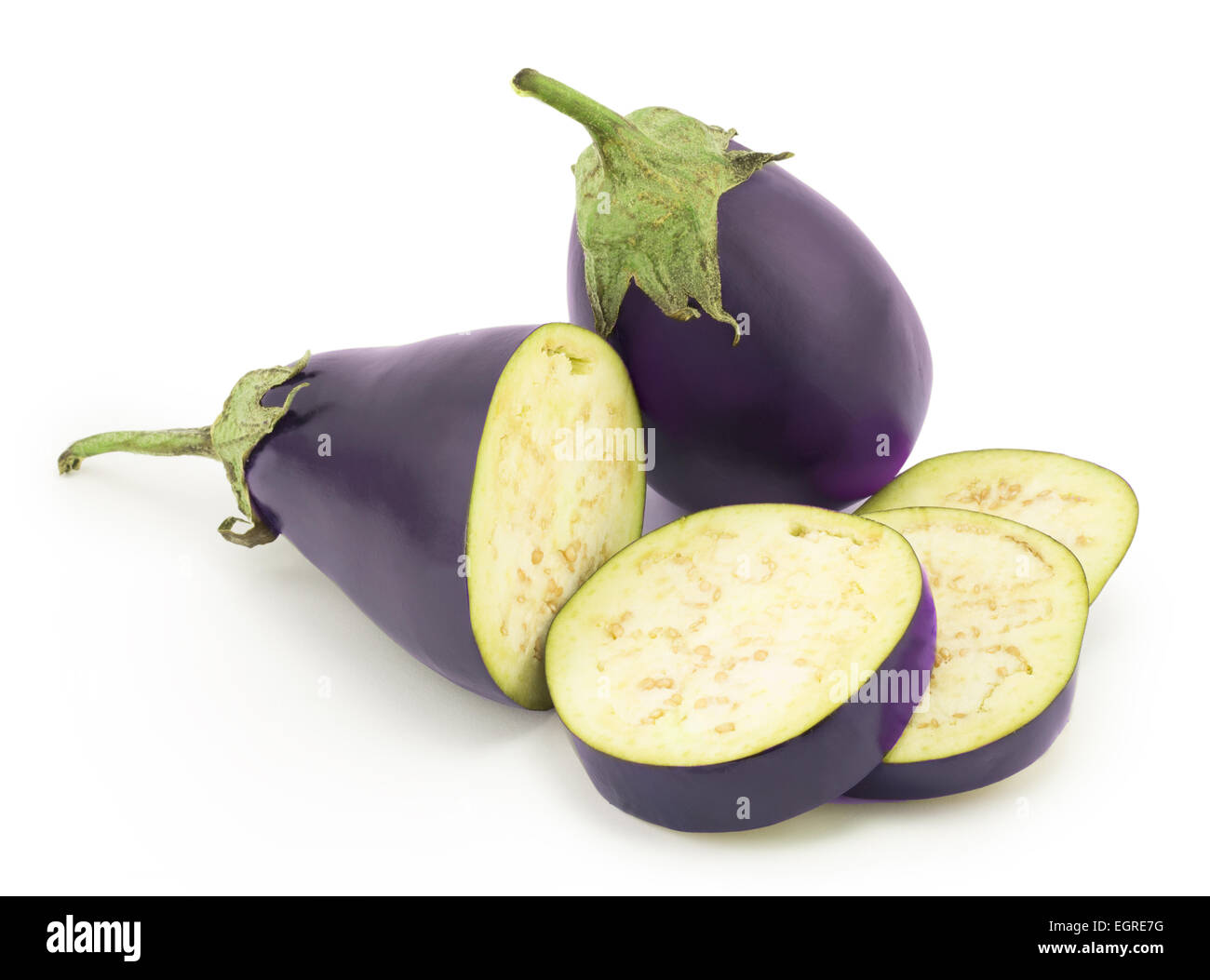 ripe eggplant on a white background Stock Photo