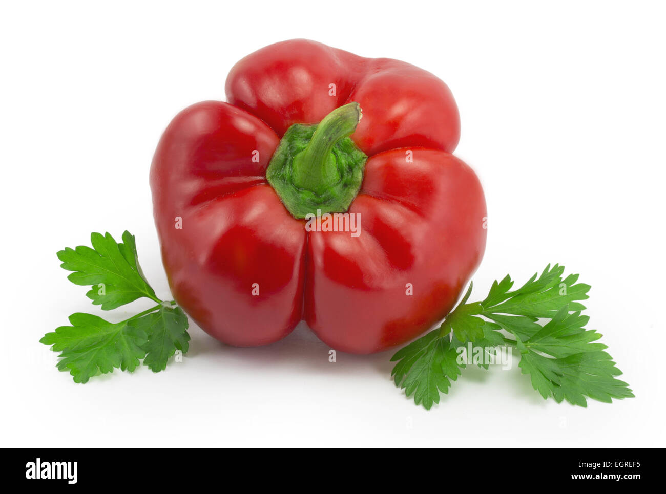 sweet red peppers on a white background Stock Photo - Alamy