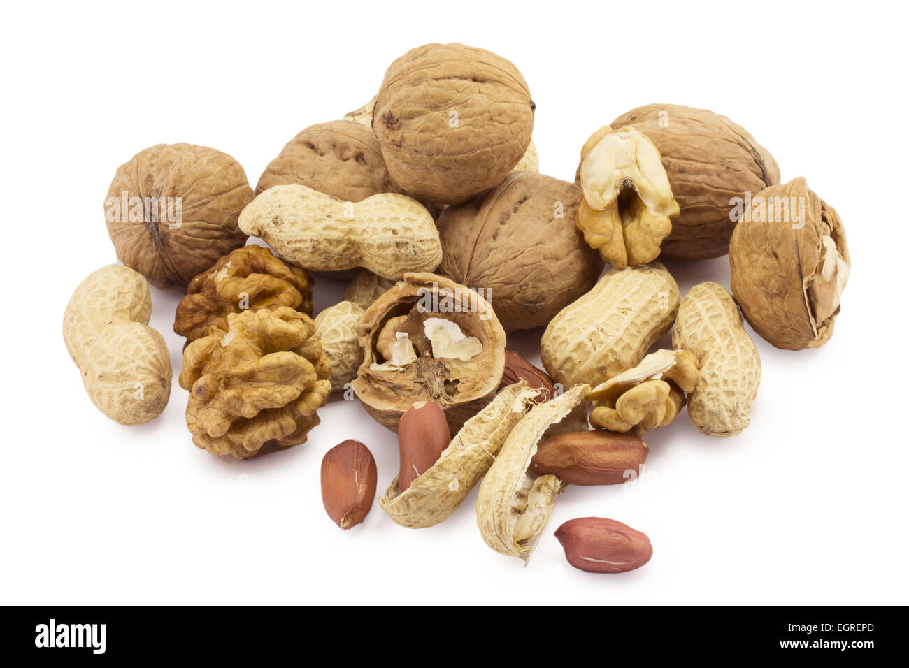 walnuts and Peanuts on a white background Stock Photo Alamy