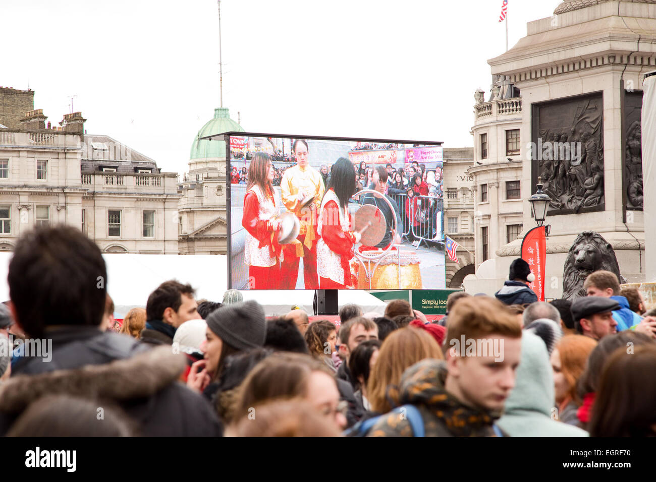 LONDON - FEBRUARY 22nd: unidentified spectators at the Chinese new year celebrations on February the 22nd, 2015, in London, Engl Stock Photo
