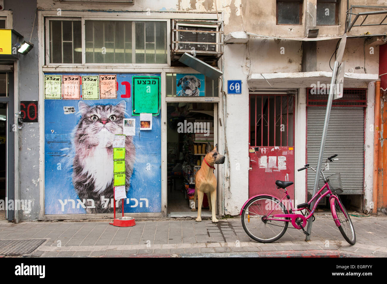 Pet shop in Florentin, South Tel Aviv, Israel Stock Photo