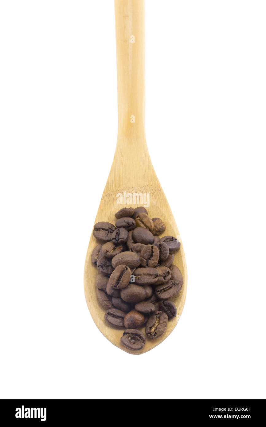 wooden spoon coffee beans isolated on a white background Stock Photo ...