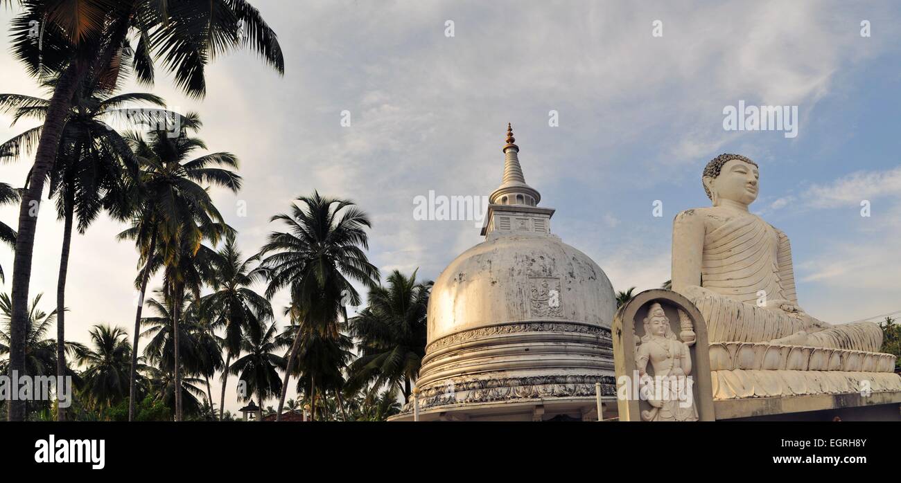 Silver Pagoda and buddha in Sri Lanka Stock Photo