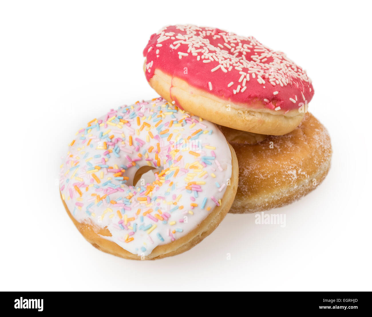 several donuts isolated on white background Stock Photo