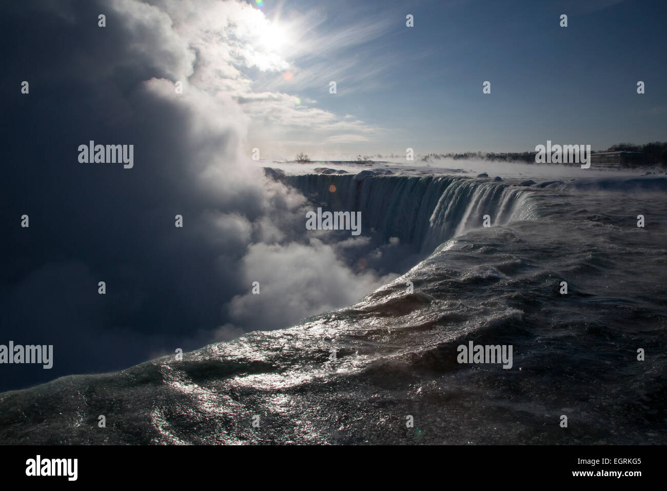 Niagara Falls, Ontario - Niagara Falls' Canadian Falls, or Horseshoe Falls, in winter. Stock Photo