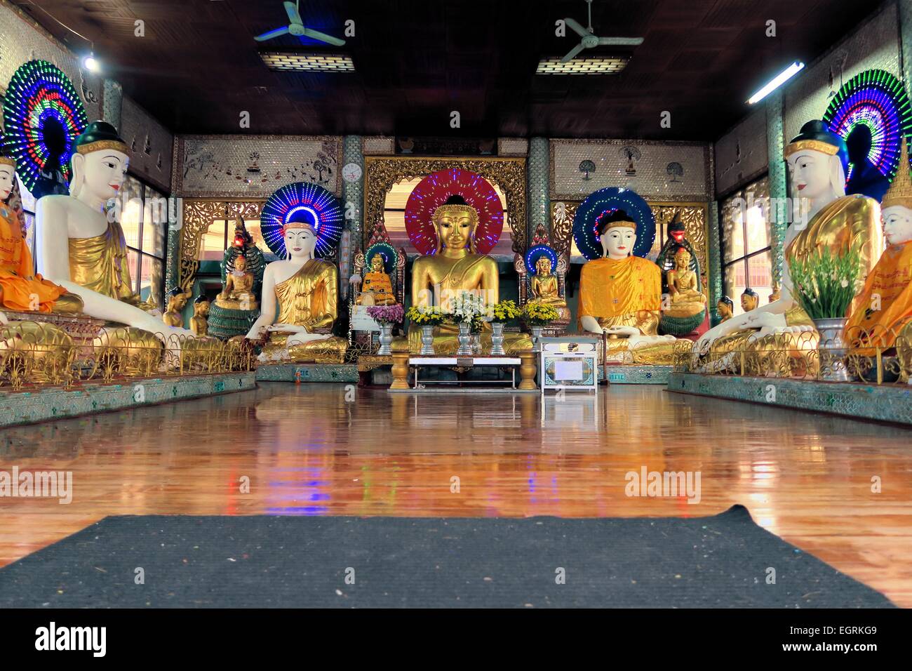 Buddha Statues at Shwedagon, Yangon, Burma Stock Photo