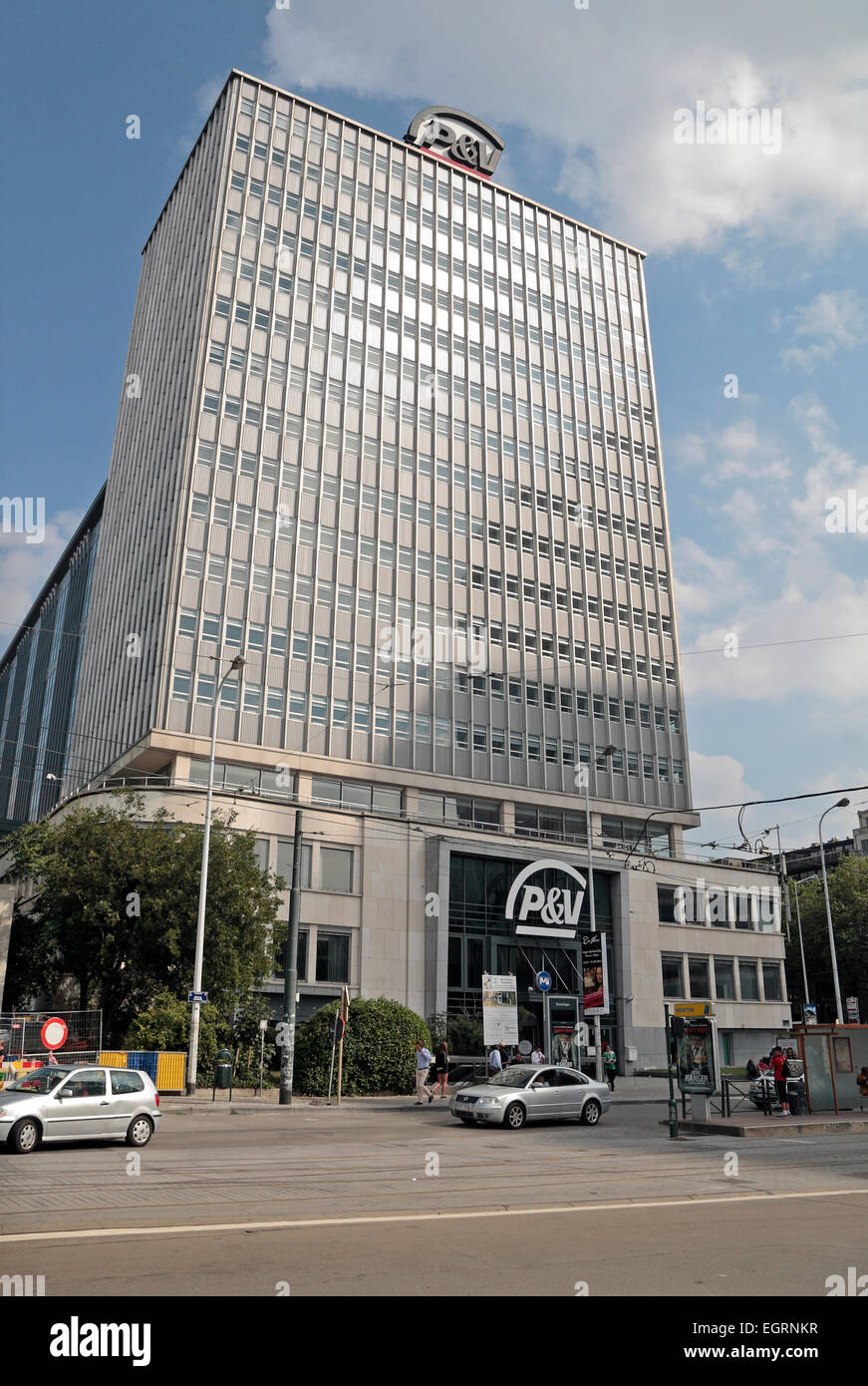 The head office of P&V Assurance Group, a cooperative insurance group, Koningsstraat 151 Brussels,  1210, Belgium. Stock Photo