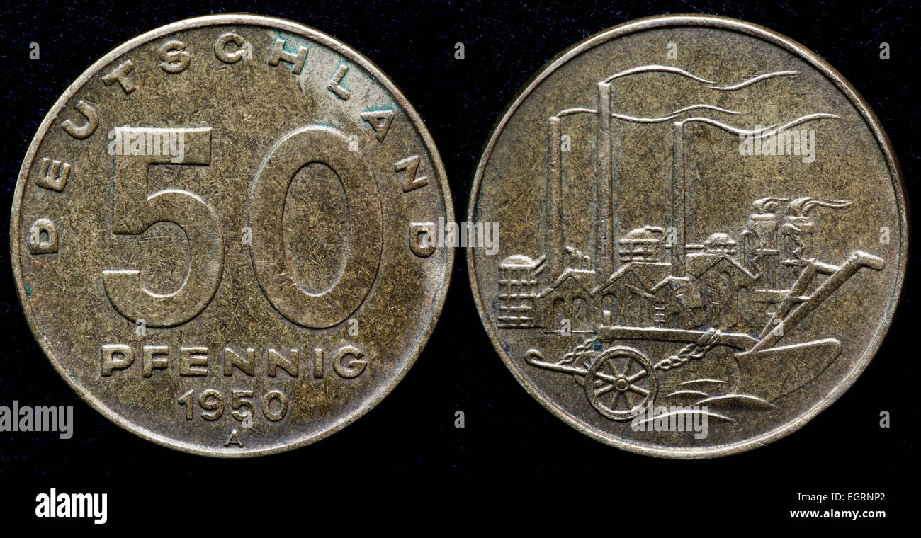 50 pfennig coin, Germany (German Democratic Republic, GDR, DDR), 1950 Stock Photo