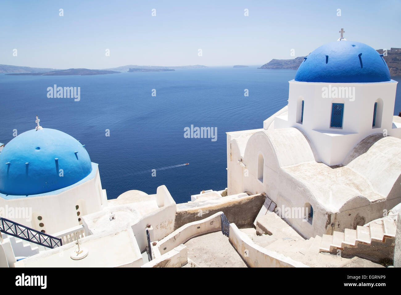 Church Cupolas of Oia Stock Photo