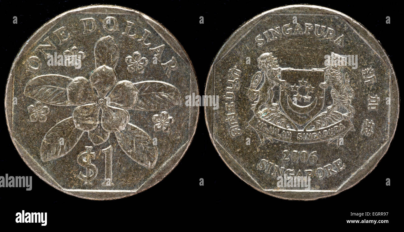 1 dollar coin, Singapore, 2006 Stock Photo