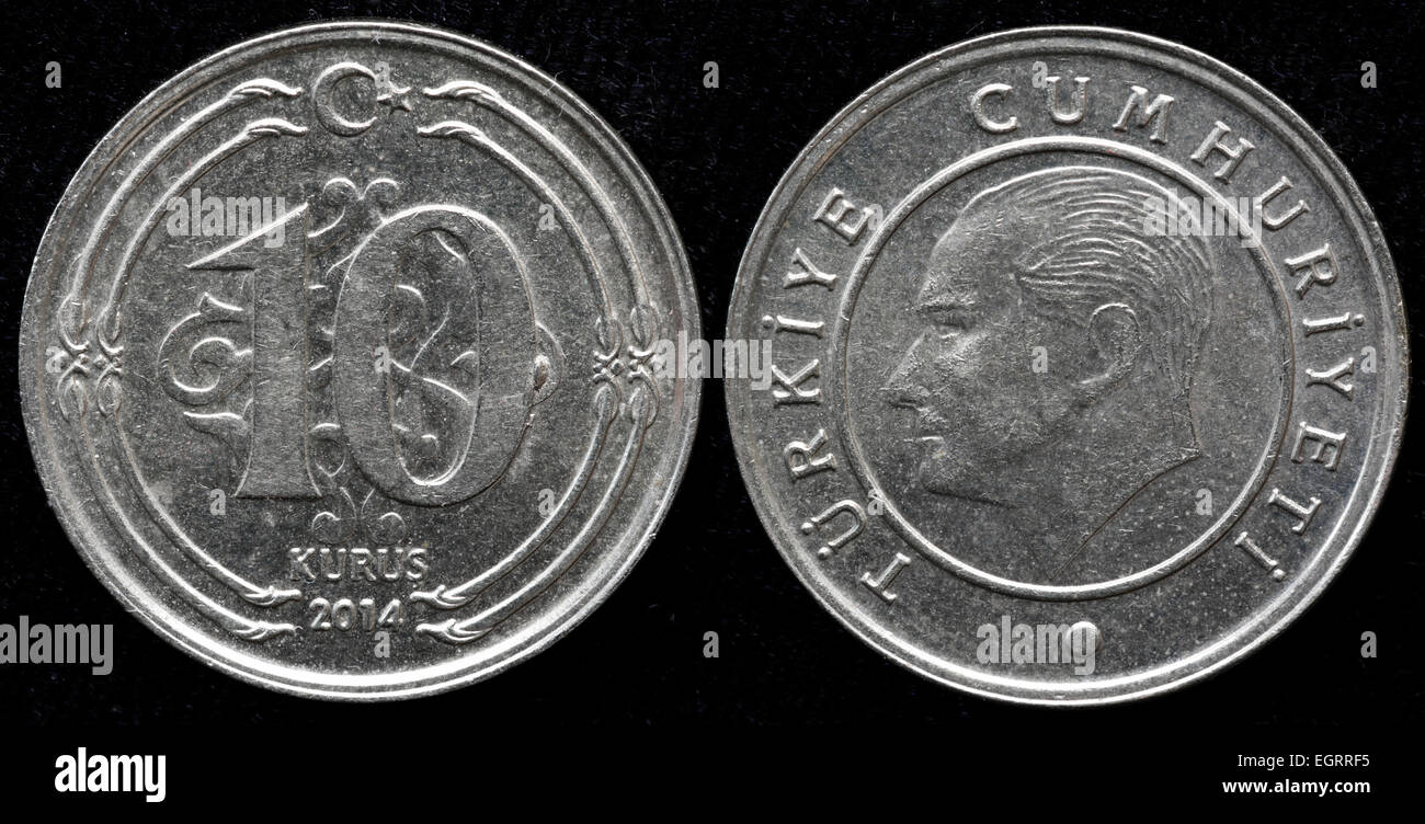 10 kurus coin, Turkey, 2014 Stock Photo