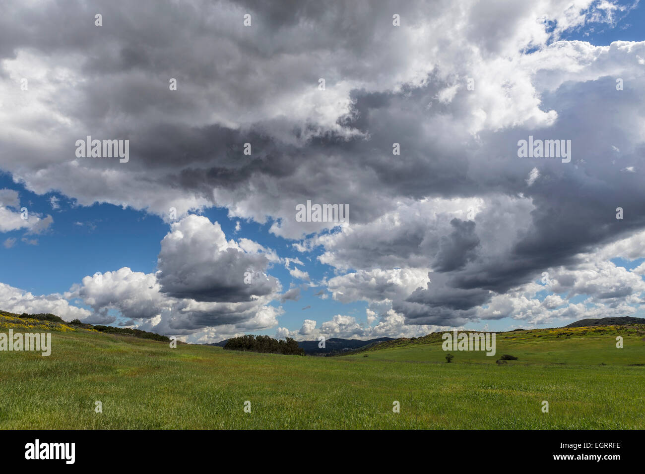 Spring storm clouds in Wildwood Regional Park in the Los Angeles suburb
