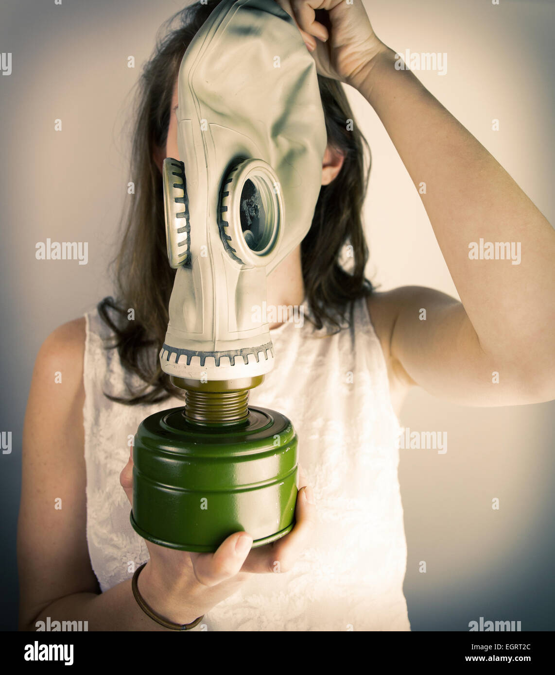 Female in respirator gas mask hi-res stock photography and images - Alamy