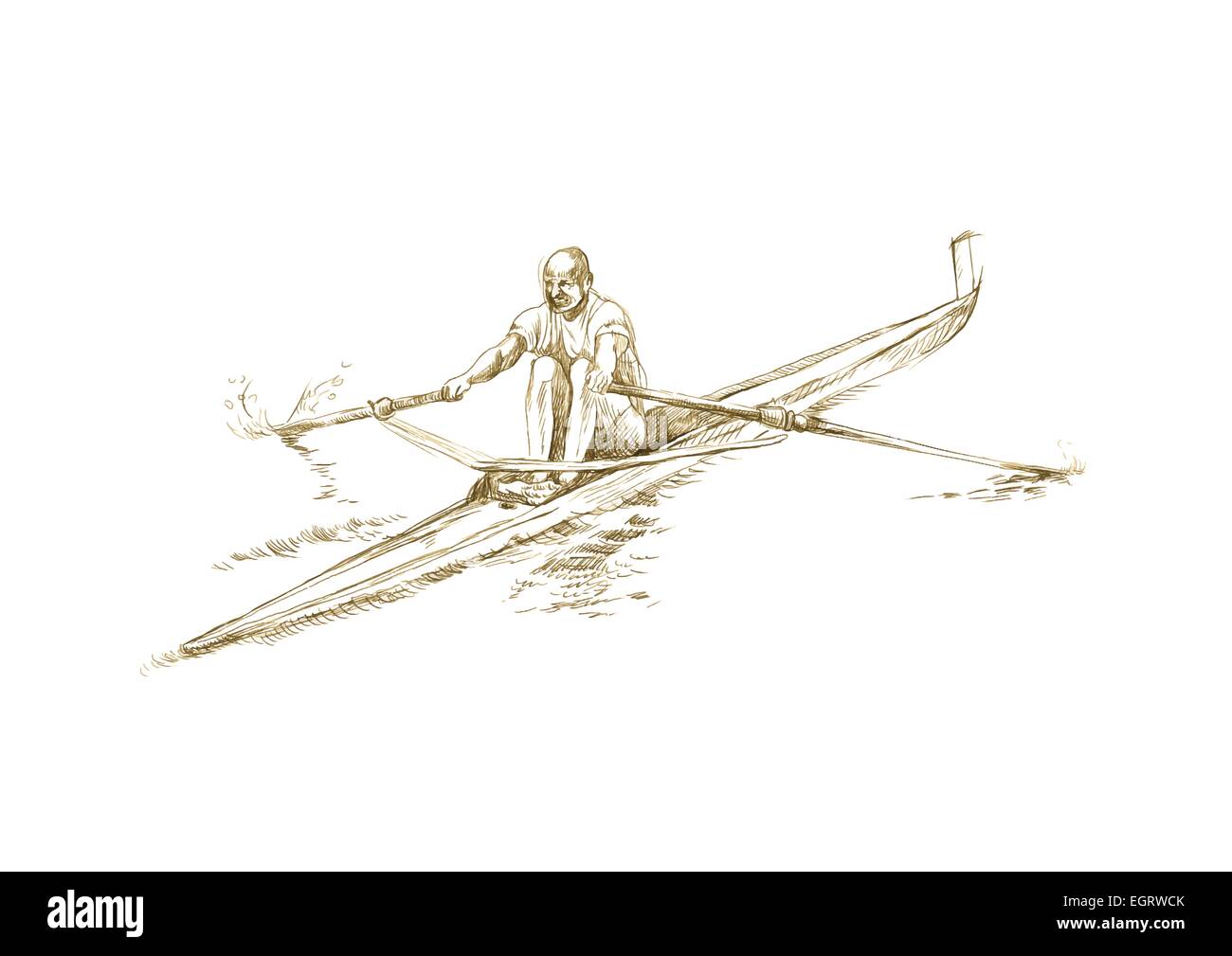 rowing an hand drawn illustration (line art Stock Vector Image & Art