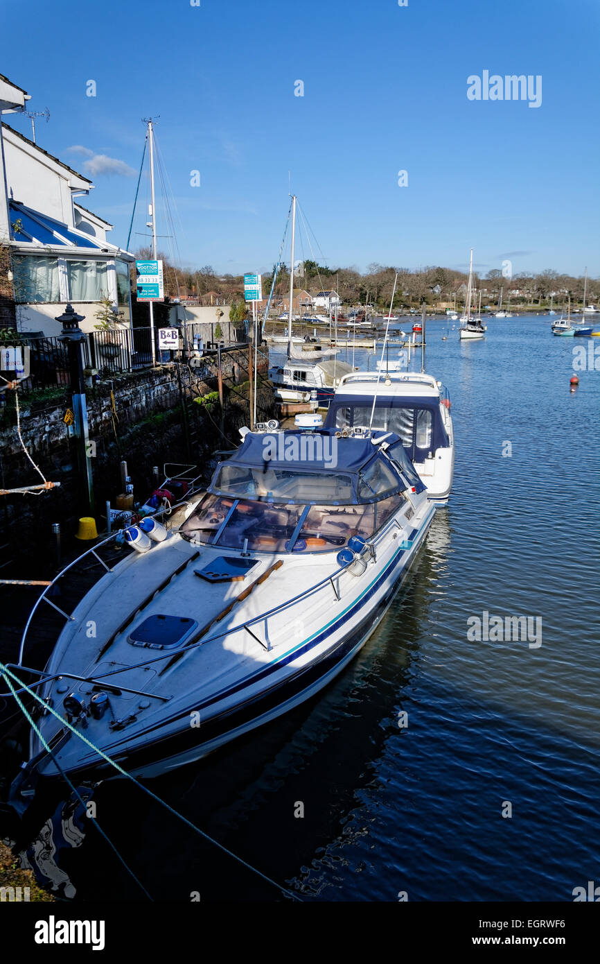 Wootton Bridge, Wight, UK, joins Wootton and Wootton Common, is a 19th century ferry landing point where yachts are now moored. Stock Photo