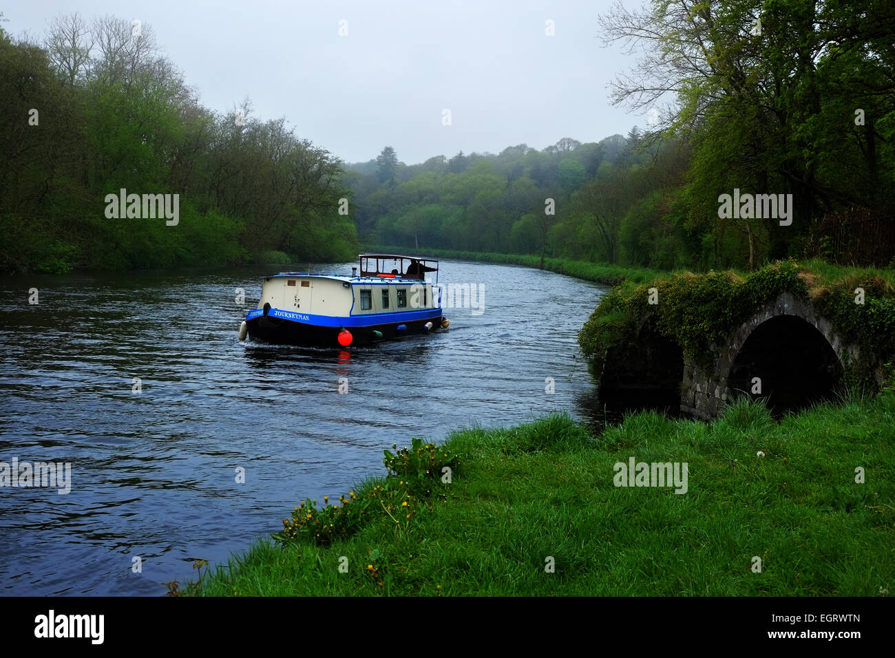 A barge on the river Barrow near Graignamanagh Stock Photo
