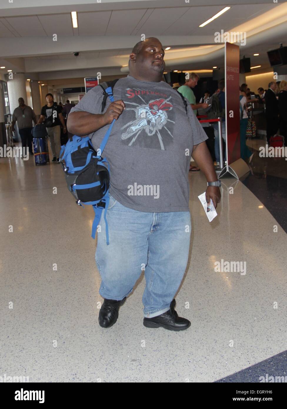 Lavell Crawford departs from Los Angeles International Airport (LAX) Featuring: Lavell Crawford Where: Los Angeles, California, United States When: 27 Aug 2014 Stock Photo