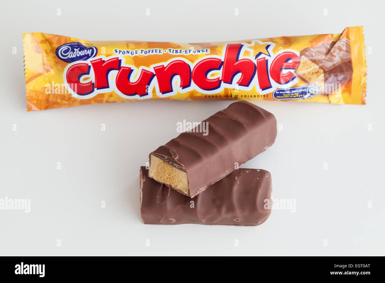 A Crunchie chocolate bar, which features a honeycomb toffee sugar centre.  Produced by Cadbury. Stock Photo