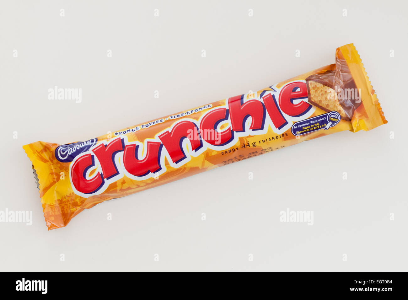 A Crunchie chocolate bar, which features a honeycomb toffee sugar centre.  Produced by Cadbury. Stock Photo