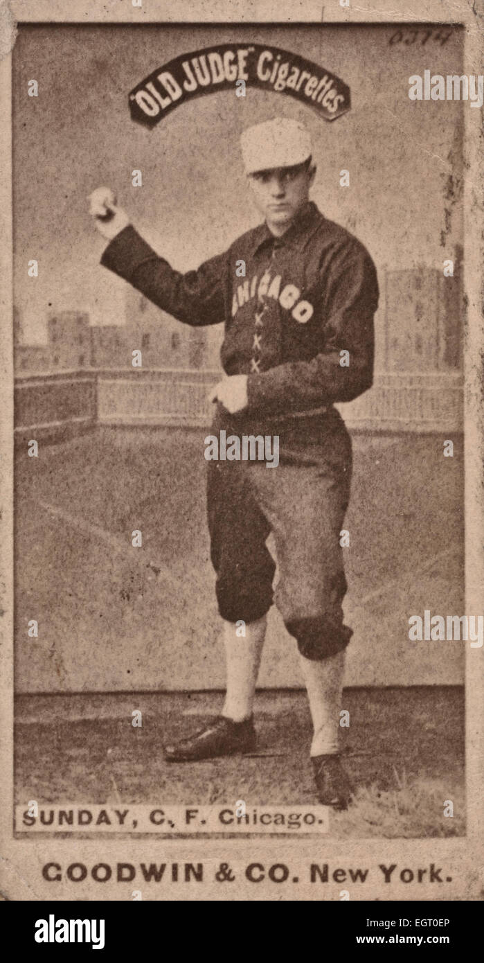 Billy Sunday, Chicago White Stockings, baseball card portrait, circa 1888 Stock Photo