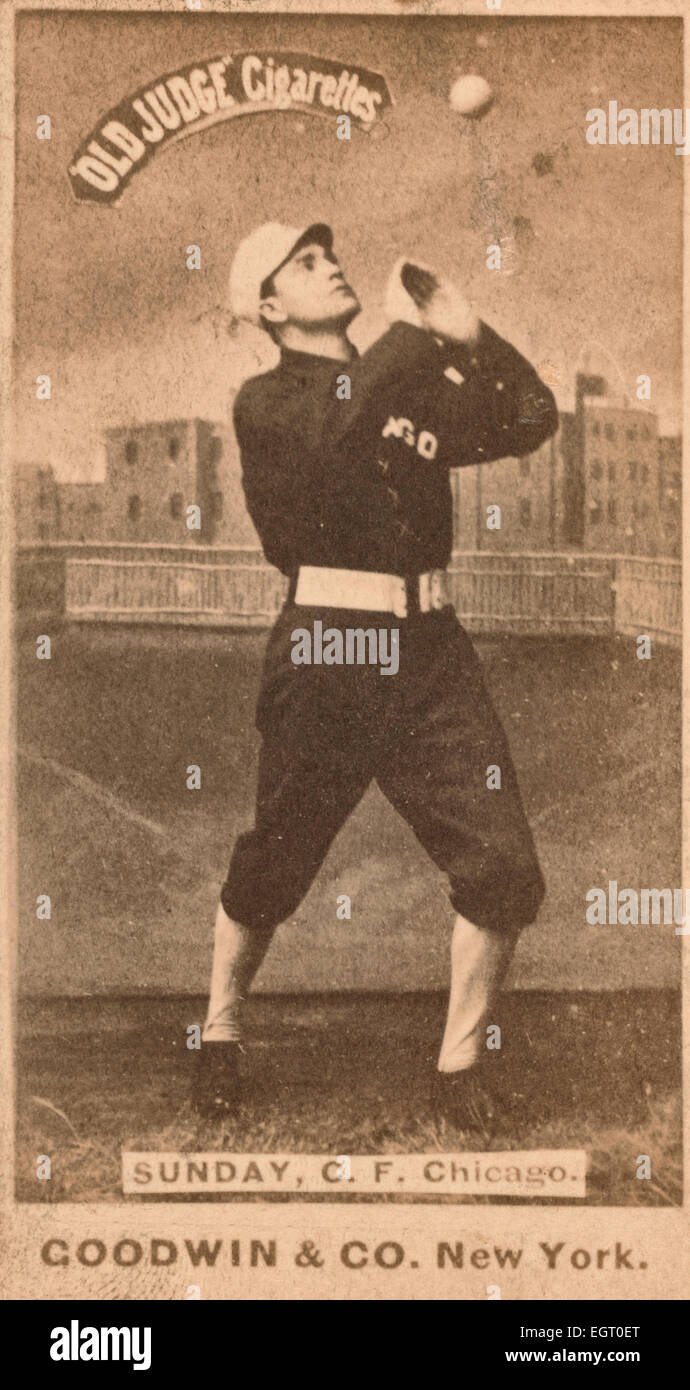 Billy Sunday, Chicago White Stockings, baseball card portrait, circa 1888 Stock Photo